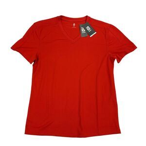 Ideology Mens Birdseye Mesh V-Neck Short Sleeve Training T-Shirt Red S